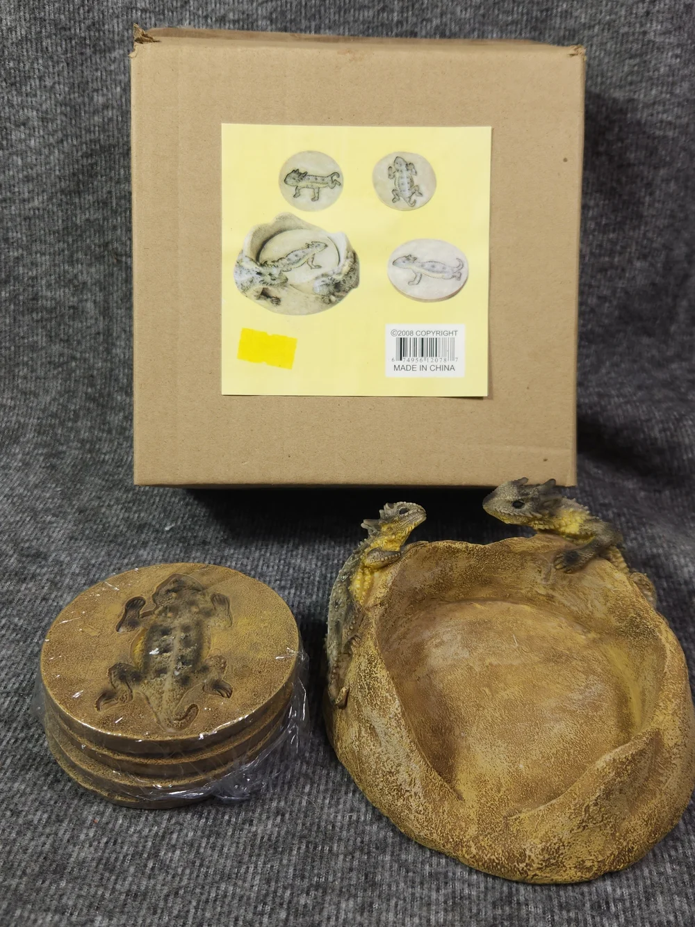 Brown Reptile Resin Dish and Coaster Set - Pets Reptile